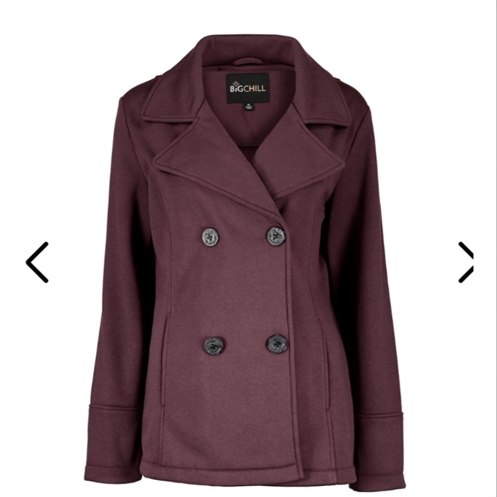 Big Chill | Fig Double-Breasted Slash Pocket Peacoat - Women